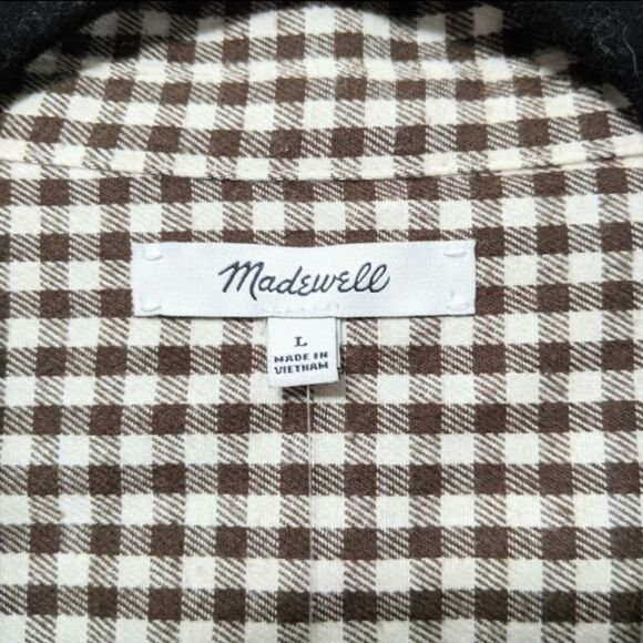 NWT MADEWELL Flannel Gingham Tie Front Shirt L - Picture 5 of 10